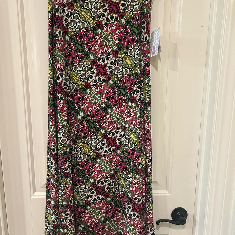 LuLaRoe Floral Maxi Skirt - Pink, Green, Black